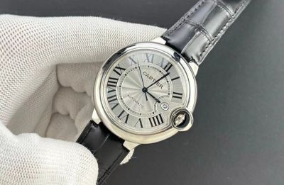 Ballon Bleu De Cartier 42mm Japan Citizen 8215 Movement Black Leather Strap Watch